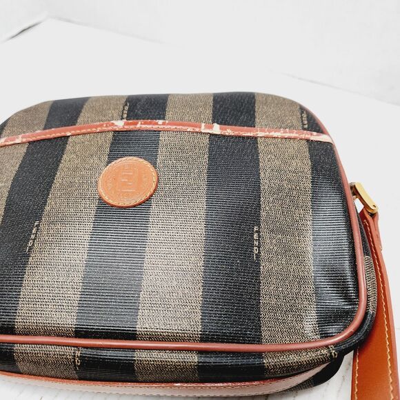 Vintage Fendi Penguin Striped Leather Shoulder Bag Multicolor Zip VTG Designer - Picture 10 of 16